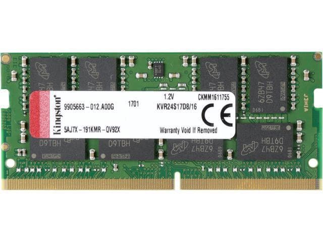 Kingston Technology (KVR24S17D8/16) ValueRAM 16GB 2400Mhz DDR4 Non-ECC CL17 SODIMM 2Rx8