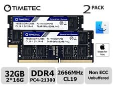 Timetec 32GB KIT(2x16GB) DDR4 2666MHz PC4-21300 Non-ECC Unbuffered 1.2V CL19 2Rx8 Dual Rank 288 Pin UDIMM Desktop Memory RAM Module Upgrade (32GB KIT(2x16GB))