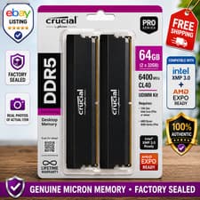 Crucial Technology CT2K32G64C52CU5 Crucial 64gb Kit [2x32gb] Ddr5-6400 Cudimm Cl52 [16gbit]
