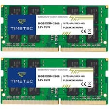 Timetec 32GB KIT(2x16GB) DDR4 2666MHz PC4-21300 Non-ECC Unbuffered 1.2V CL19 2Rx8 Dual Rank 260 Pin SODIMM Laptop Notebook PC Computer Memory RAM Module Upgrade (32GB KIT(2x16GB))