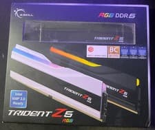 G.SKILL Trident Z5 RGB Series DDR5 RAM (Intel XMP 3.0) 32GB (2x16GB) 6400MT/s CL32-39-39-102 1.40V Desktop Computer Memory U-DIMM - Metallic Silver (F5-6400J3239G16GA2-TZ5RS)