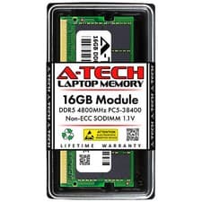 A-Tech 16GB DDR5 4800MHz PC5-38400 CL40 SODIMM 1.1V Non-ECC Unbuffered SO-DIMM 262-Pin Laptop Computer RAM Memory Upgrade Module