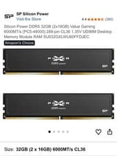 Silicon Power Value Gaming DDR5 32GB (2x16GB) 6000MT/s (PC5-48000) 288-pin CL30 1.35V UDIMM Desktop RAM Computer Memory SP032GXLWU60AFDJ
