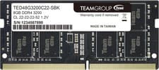 TEAMGROUP Elite DDR4 8GB Single 3200MHz PC4-25600 CL22 Unbuffered Non-ECC 1.2V SODIMM 260-Pin Laptop Notebook PC Computer Memory Module Ram Upgrade - TED48G3200C22-S01