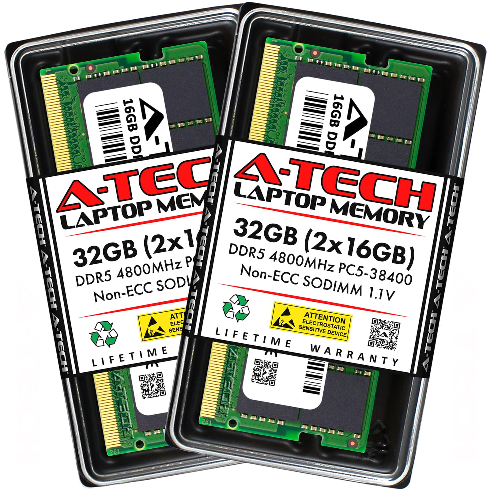 A-Tech 32GB Kit (2x16GB) DDR5 4800MHz PC5-38400 CL40 SODIMM 1.1V Non-ECC Unbuffered SO-DIMM 262-Pin Laptop Computer RAM Memory Upgrade Modules