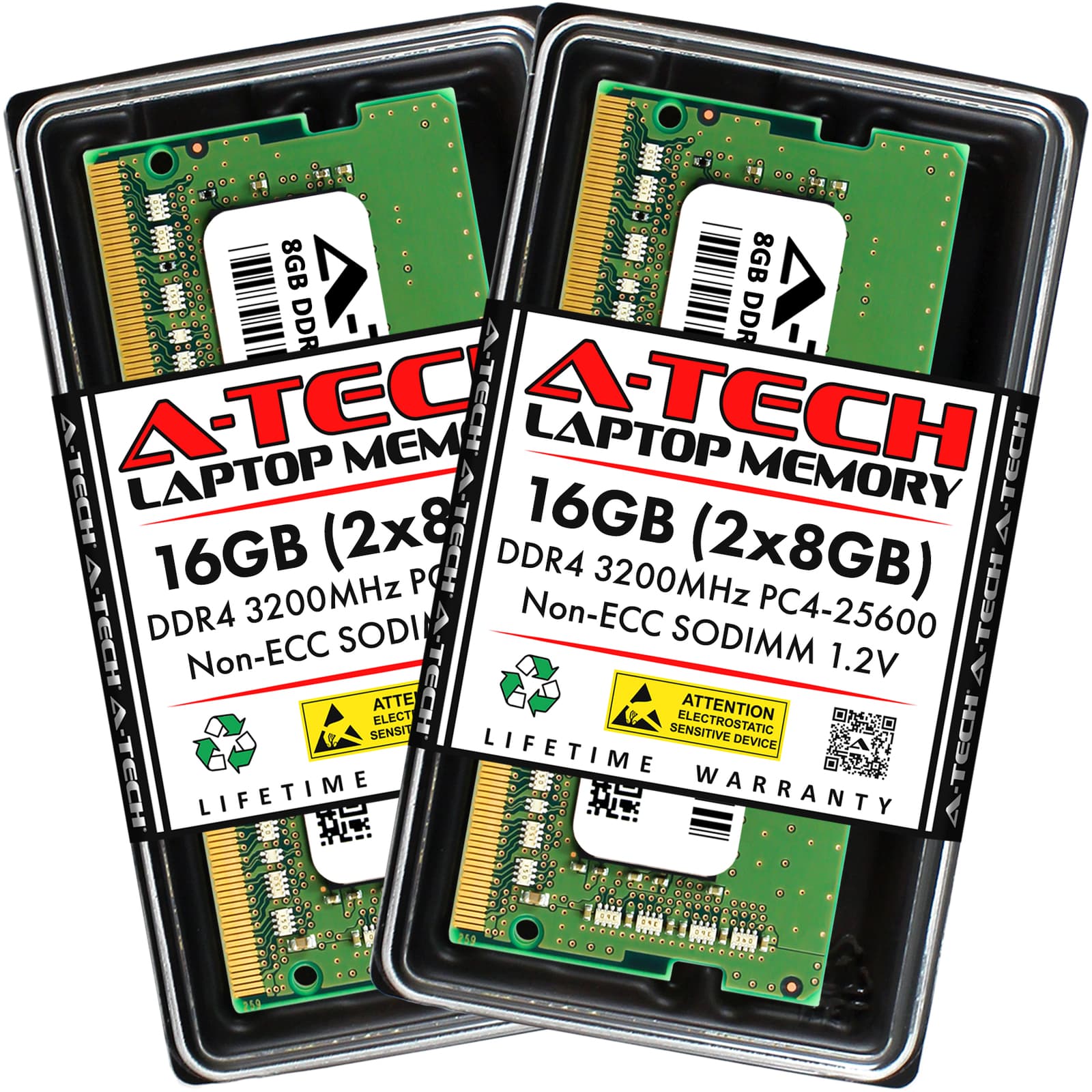A-Tech 16GB (2x8GB) DDR4 3200 MHz SODIMM PC4-25600 (PC4-3200AA) CL22 Non-ECC Laptop RAM Memory Modules