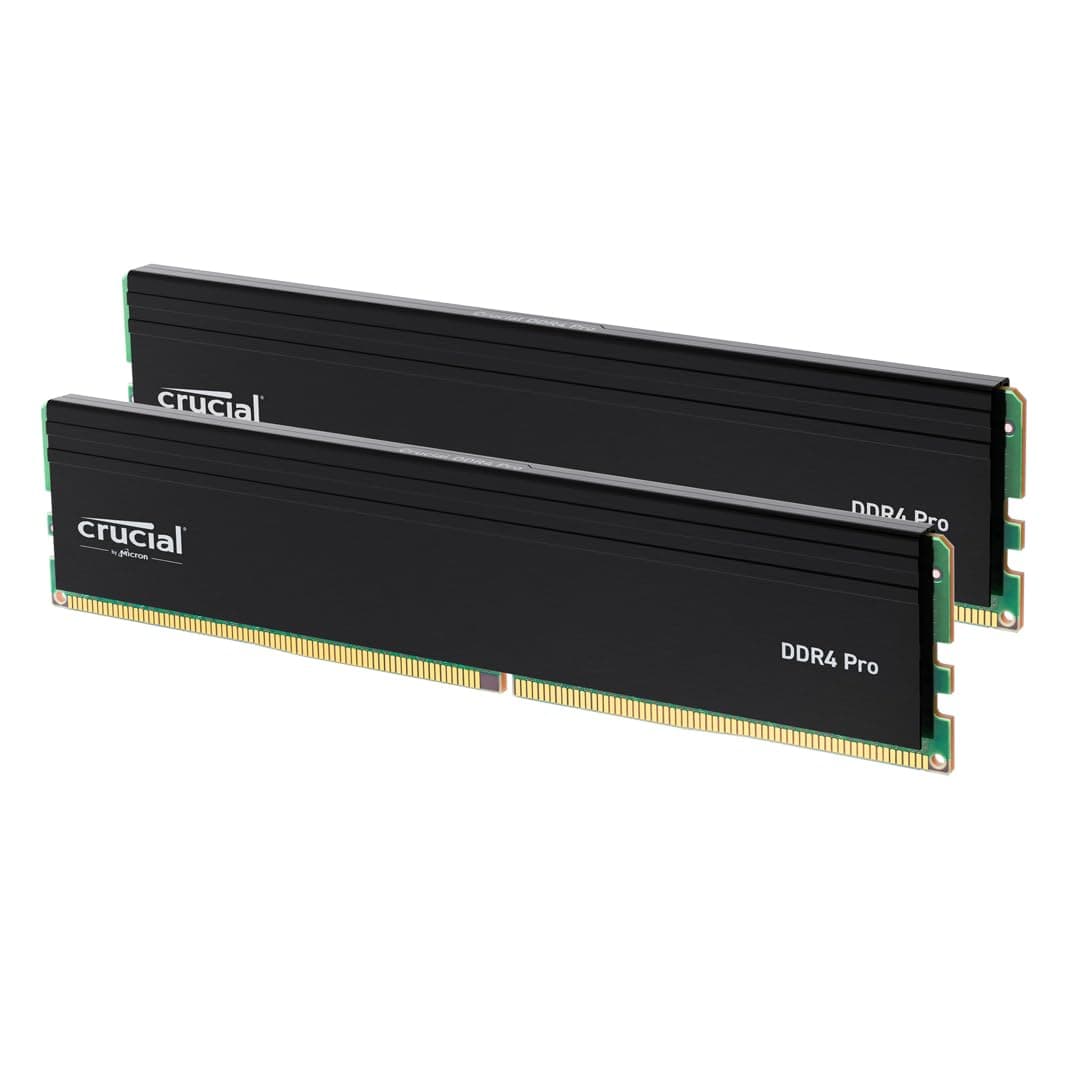 Crucial Pro 32GB DDR4 RAM Kit (2x16GB), High-Performance 3200MHz (or 3000MHz or 2666MHz) Desktop Memory UDIMM 288-Pin, Compatible with Intel and AMD Ryzen - CP2K16G4DFRA32A