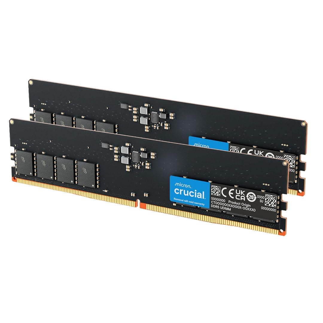 Crucial 32GB DDR5 RAM Kit (2x16GB), 5600MHz (or 5200MHz) Desktop Memory, UDIMM 288-Pin, Compatible with 13th Gen Intel Core and AMD Ryzen 7000 - CT2K16G56C46U5