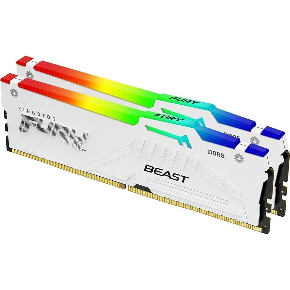 Kingston FURY Beast White RGB 64GB (2x32GB) 6000MT/s CL36 DDR5 EXPO DIMM | Infrared Syncing | FURY CTRL Software | Overclocking | AMD EXPO | Kit of 2 | KF560C36BWEAK2-64
