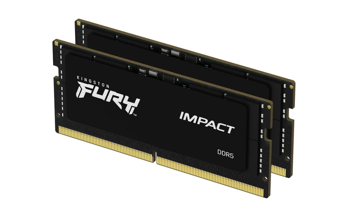 Kingston FURY Impact 32GB (2x16GB) 6400MT/s CL38 DDR5 SODIMM | Intel XMP 3.0 | Plug N Play | Laptop Memory | Kit of 2 | KF564S38IBK2-32