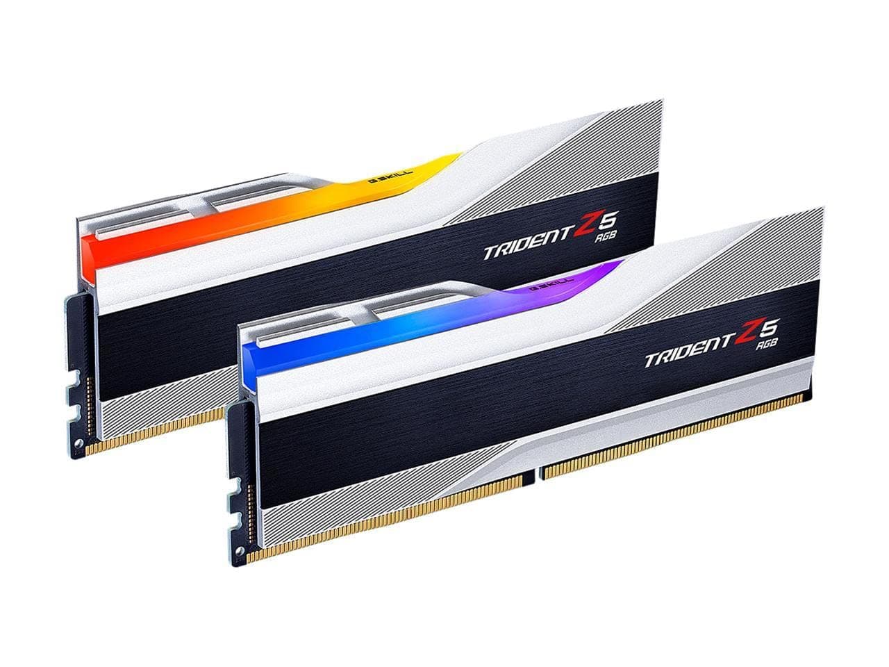 G.SKILL Trident Z5 RGB Series DDR5 RAM (Intel XMP 3.0) 32GB (2x16GB) 6400MT/s CL32-39-39-102 1.40V Desktop Computer Memory U-DIMM - Metallic Silver (F5-6400J3239G16GA2-TZ5RS)