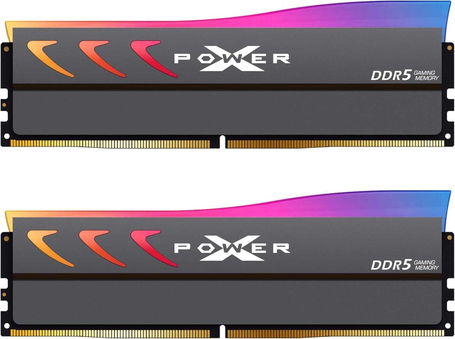 Silicon Power DDR5 64GB (2x32GB) Storm RGB 6000MT/s (PC5-48000) 288-pin CL38 1.35V UDIMM Desktop Memory Module RAM SU064GXLWU60BFDKEC Gray