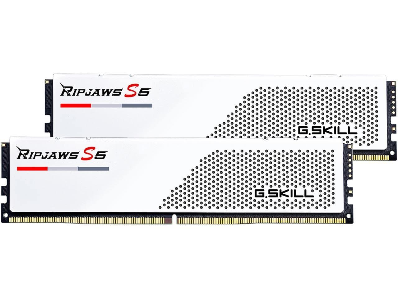 G.SKILL Ripjaws S5 Series DDR5 RAM (Intel XMP 3.0) 32GB (2x16GB) 6000MT/s CL32-38-38-96 1.35V Desktop Computer Memory U-DIMM - Matte White (F5-6000J3238F16GA2-RS5W)