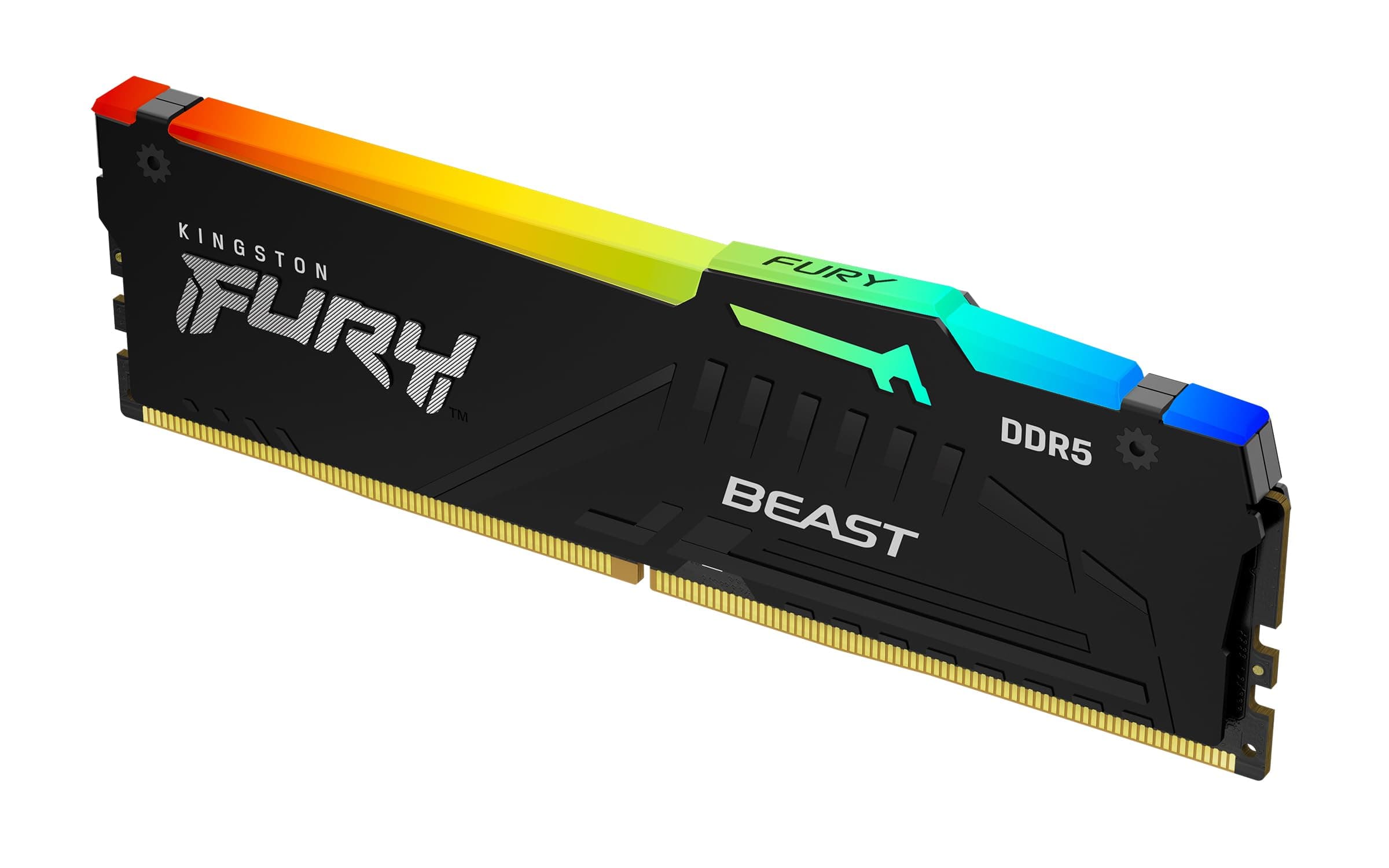 Kingston Fury Beast RGB 16GB 6000MT/s DDR5 CL36 Desktop Memory | AMD Expo | Single Module | KF560C36BBE2A-16