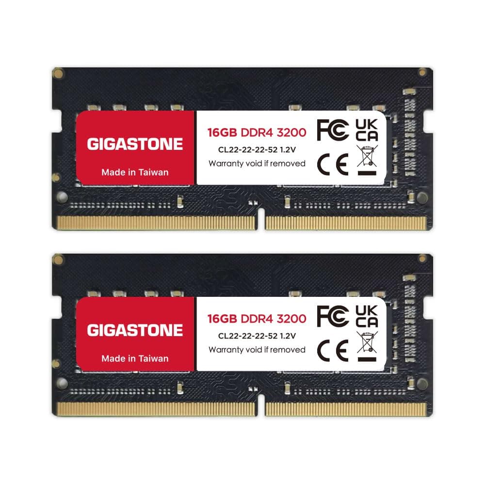 【DDR4 RAM Laptop Only】 GIGASTONE 32GB Kit (2x16GB) DDR4 3200MHz (2933MHz or 2666MHz) PC4-25600 (PC4-23400, 21300) CL22 1.2V SODIMM 260 Pin Unbuffered Non ECC High Performance Notebook Memory Upgrade