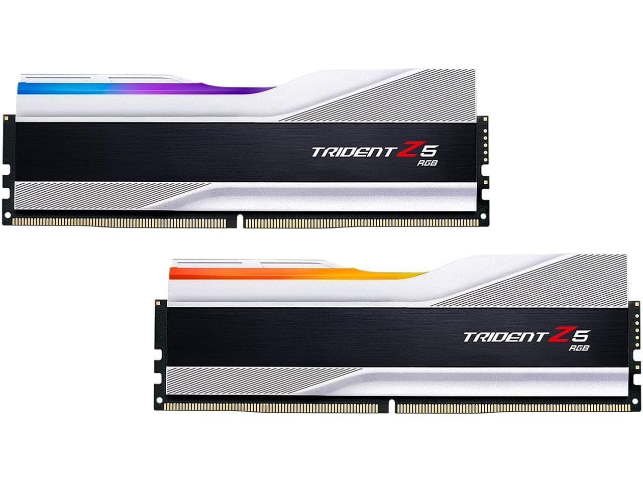 G.SKILL Trident Z5 RGB Series DDR5 RAM (Intel XMP 3.0) 32GB (2x16GB) 7200MT/s CL34-45-45-115 1.40V Desktop Computer Memory U-DIMM - Metallic Silver (F5-7200J3445G16GX2-TZ5RS)