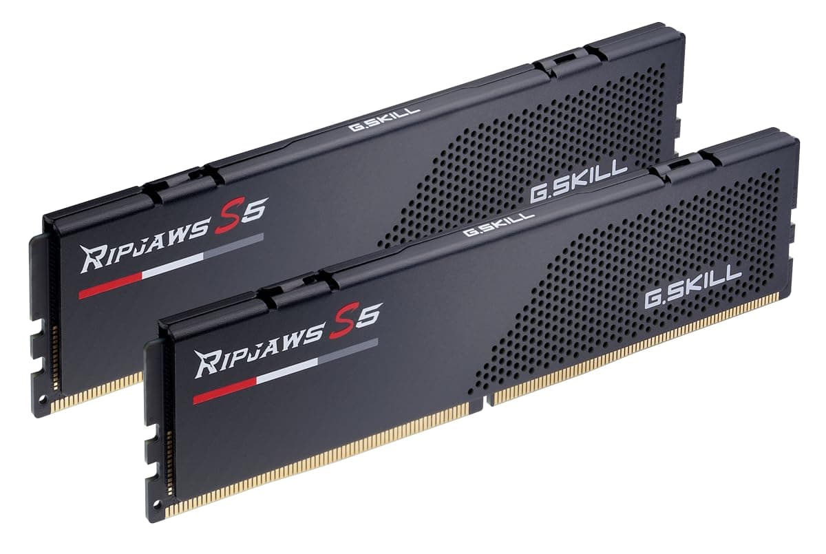G.SKILL Ripjaws S5 Series DDR5 RAM (Intel XMP 3.0 & AMD Expo) 64GB (2x32GB) 6000MT/s CL36-36-36-96 1.35V Desktop Computer Memory U-DIMM - Matte Black (F5-6000J3636F32GX2-RS5K)