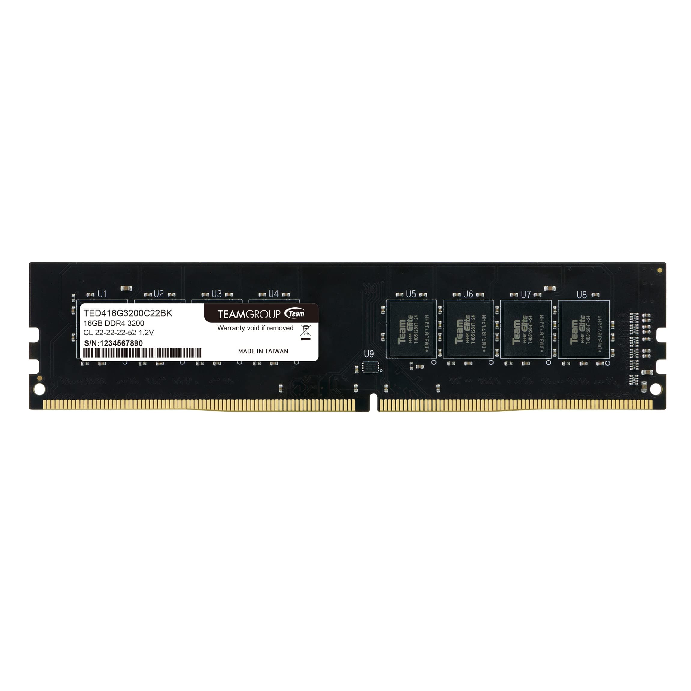 TEAMGROUP Elite DDR4 16GB Single (1 x 16GB) 3200MHz (PC4-25600) CL22 Unbuffered Non-ECC 1.2V UDIMM 288 Pin PC Computer Desktop Memory Module Ram Upgrade - TED416G3200C2201