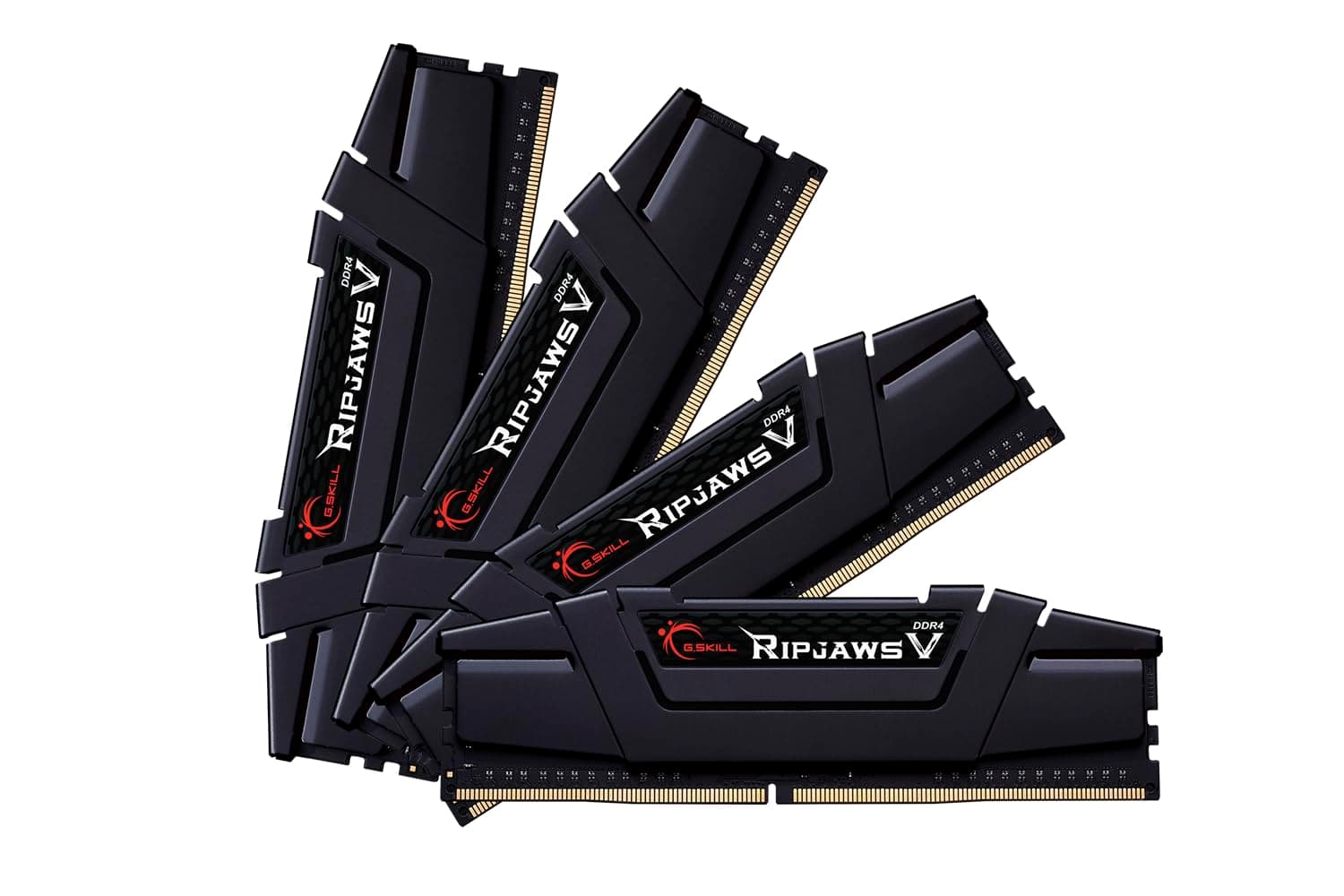 G.SKILL RipjawsV Series DDR4 RAM (XMP) 64GB (4x16GB) 3200MT/s CL16-18-18-38 1.35V Intel AMD Desktop Computer Memory U-DIMM - Black (F4-3200C16Q-64GVK)