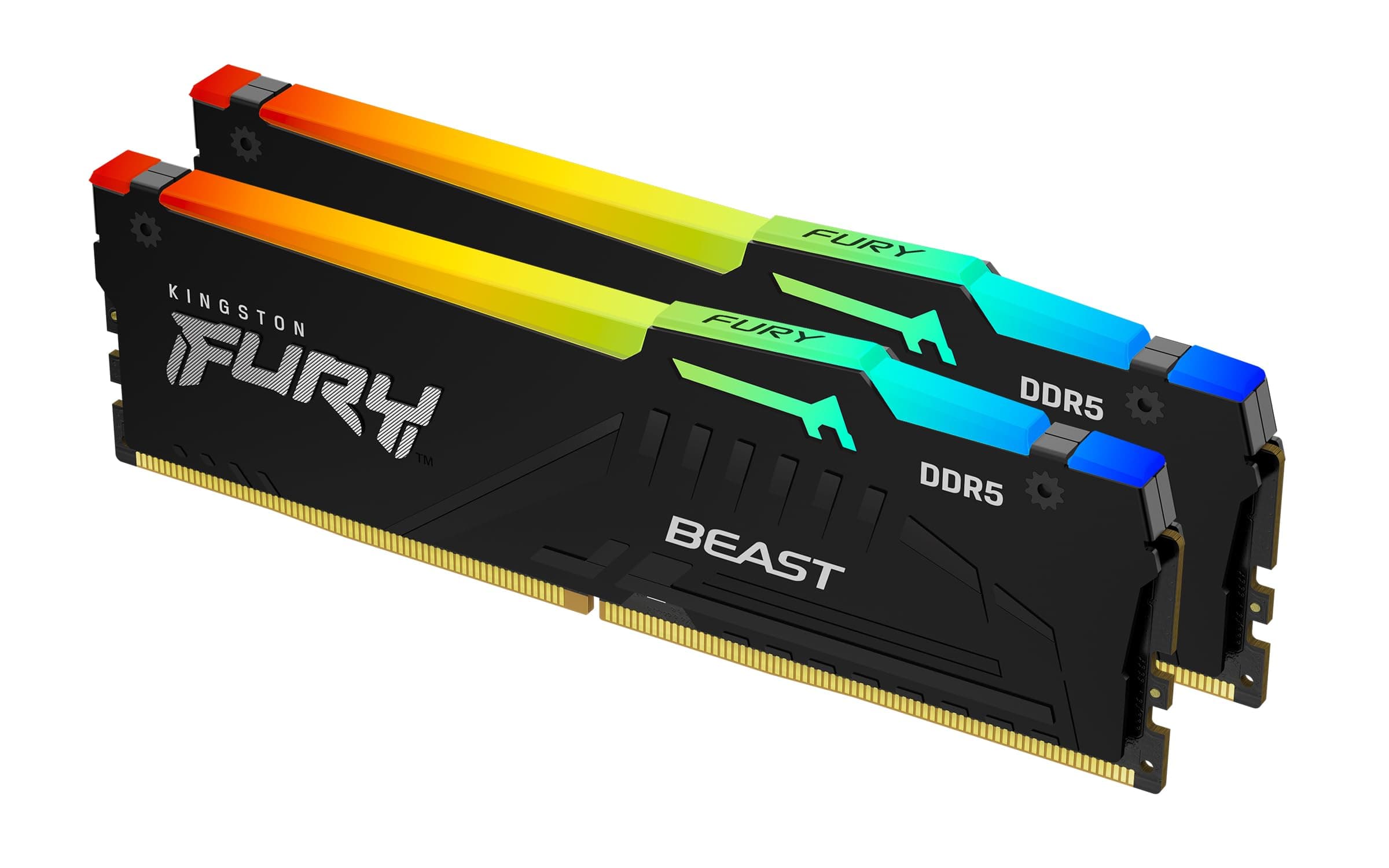 Kingston FURY Beast RGB 32GB (2x16GB) 6400MT/s DDR5 CL32 Desktop Memory | AMD EXPO | Kit of 2 | KF564C32BBEAK2-32