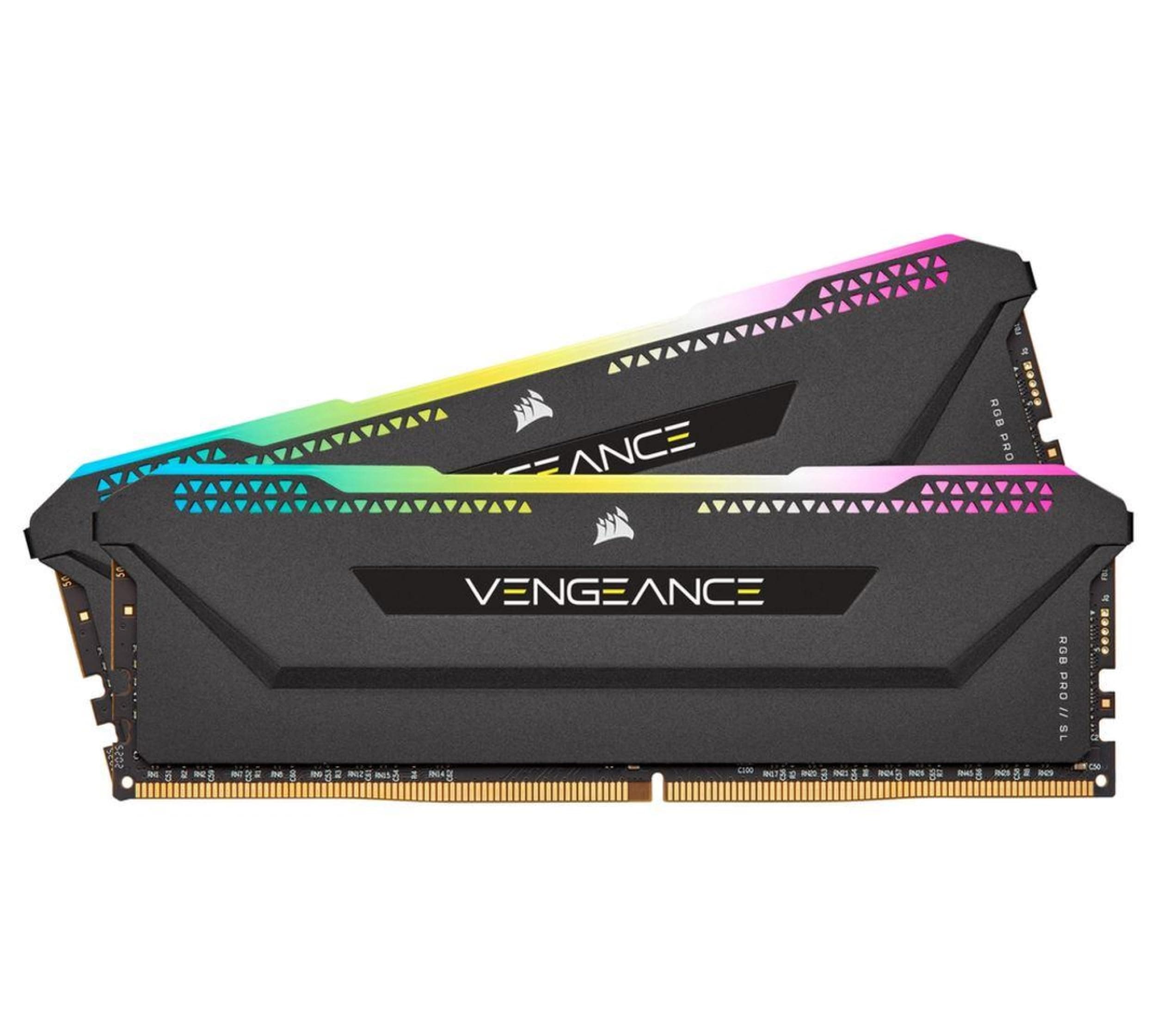 Corsair Vengeance RGB Pro SL 16GB (2x8GB) DDR4 3200 (PC4-25600) C16 Desktop Memory – Black (CMH16GX4M2E3200C16)