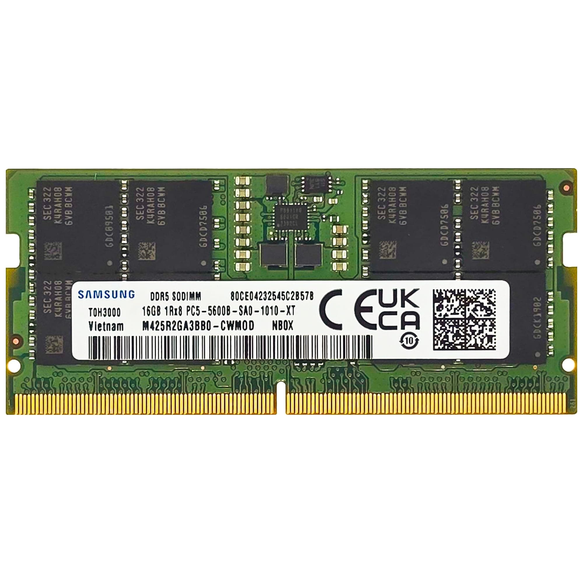 Samsung 16GB DDR5 5600MHz PC5-44800 CL46 SODIMM 1Rx8 Single Rank 1.1V 262-Pin Laptop RAM Memory M425R2GA3BB0-CWM