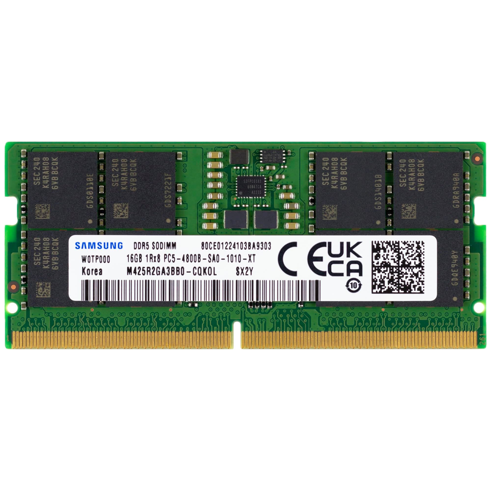 Samsung 16GB DDR5 4800MHz PC5-38400 CL40 SODIMM 1Rx8 1.1V Non-ECC 262-Pin SO-DIMM Laptop RAM Memory M425R2GA3BB0-CQK