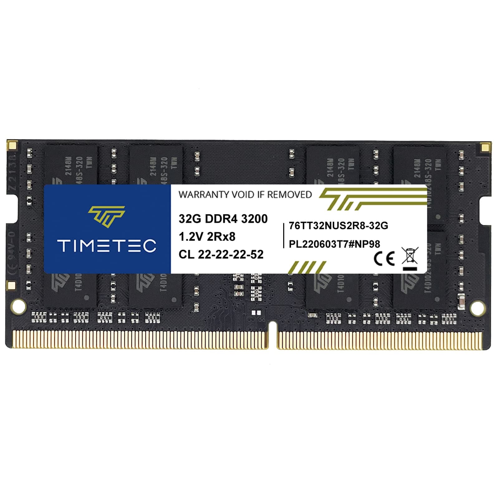 Timetec 32GB DDR4 3200MHz PC4-25600 Non-ECC Unbuffered 1.2V CL22 2Rx8 Dual Rank 260 Pin SODIMM Compatible with AMD and Intel Gaming Laptop Notebook PC Computer Memory RAM Module Upgrade (32GB)