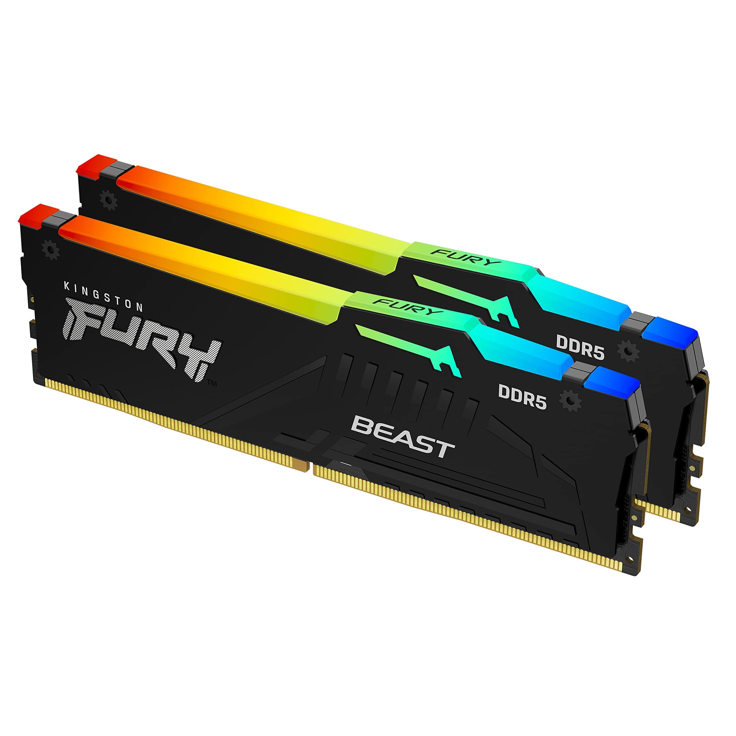 Kingston Fury Beast RGB 32GB (2x16GB) 5600MT/s DDR5 CL36 Desktop Memory Kit of 2 | Infrared Sync Technology | AMD Expo | KF556C36BBEAK2-32