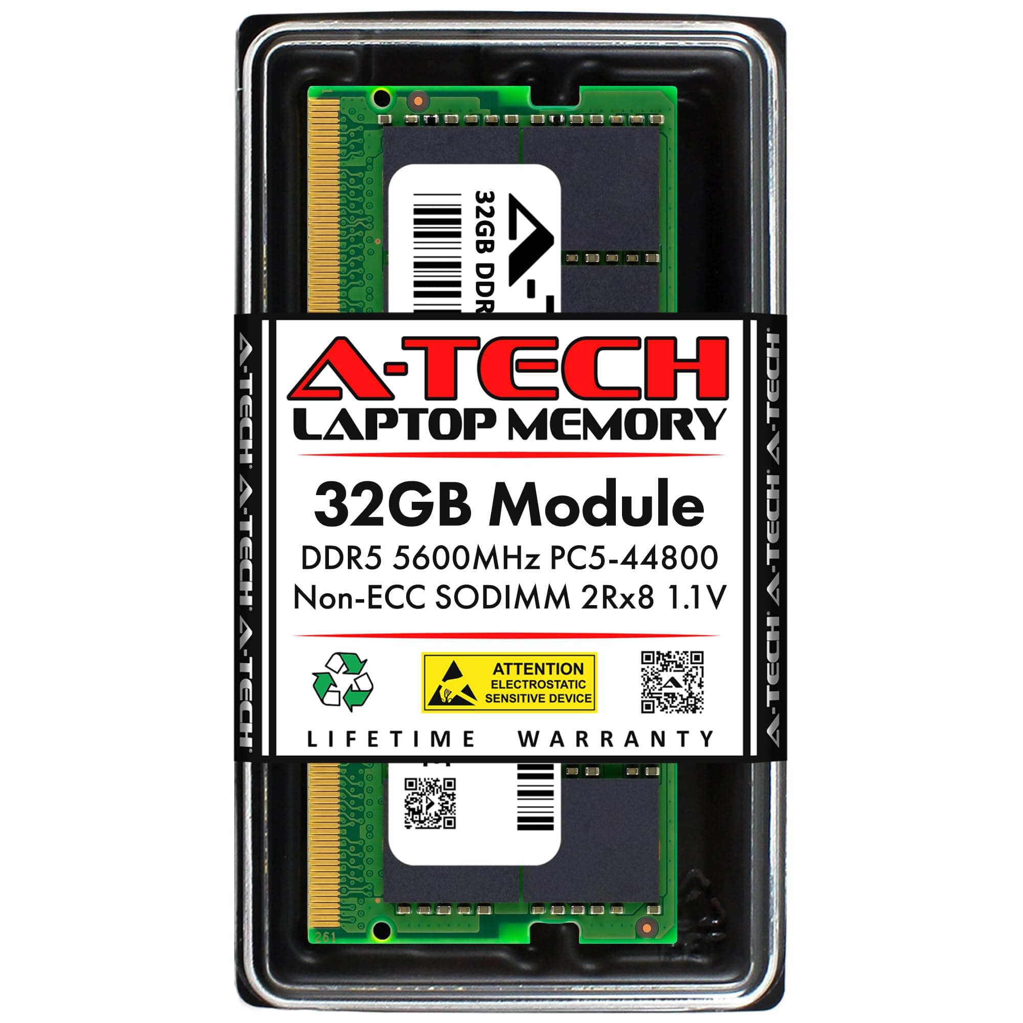A-Tech 32GB RAM Replacement for Crucial CT32G56C46S5 | DDR5 5600MHz PC5-44800 SODIMM 2Rx8 1.1V 262-Pin Non-ECC Laptop Memory Module (CT32G56C46S5-ATC)