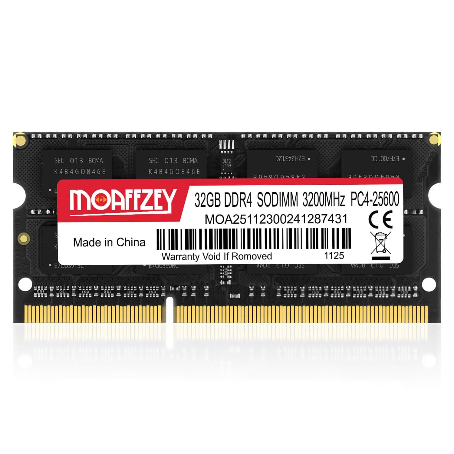 Moaffzey 32GB DDR4 RAM 3200MHz PC4-25600 CL22 Laptop Memory SODIMM, 260-Pin 1.2V 2Rx8 Dual Rank Non-ECC Unbuffered Laptop Notebook RAM Upgrade - Black