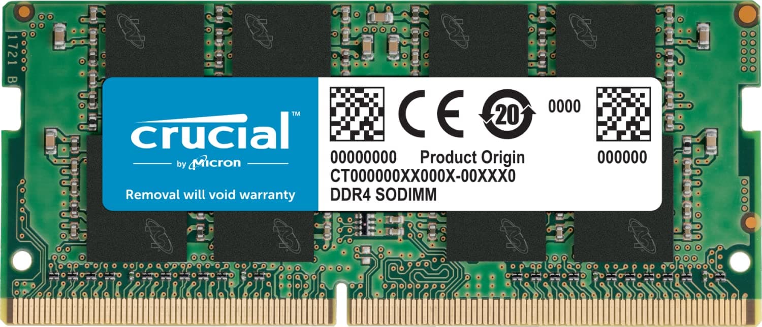 Crucial 16GB Single DDR4 3200 MT/S (PC4-25600) CL22 DR X8 Unbuffered SODIMM 260-Pin Memory - CT16G4SFD832A
