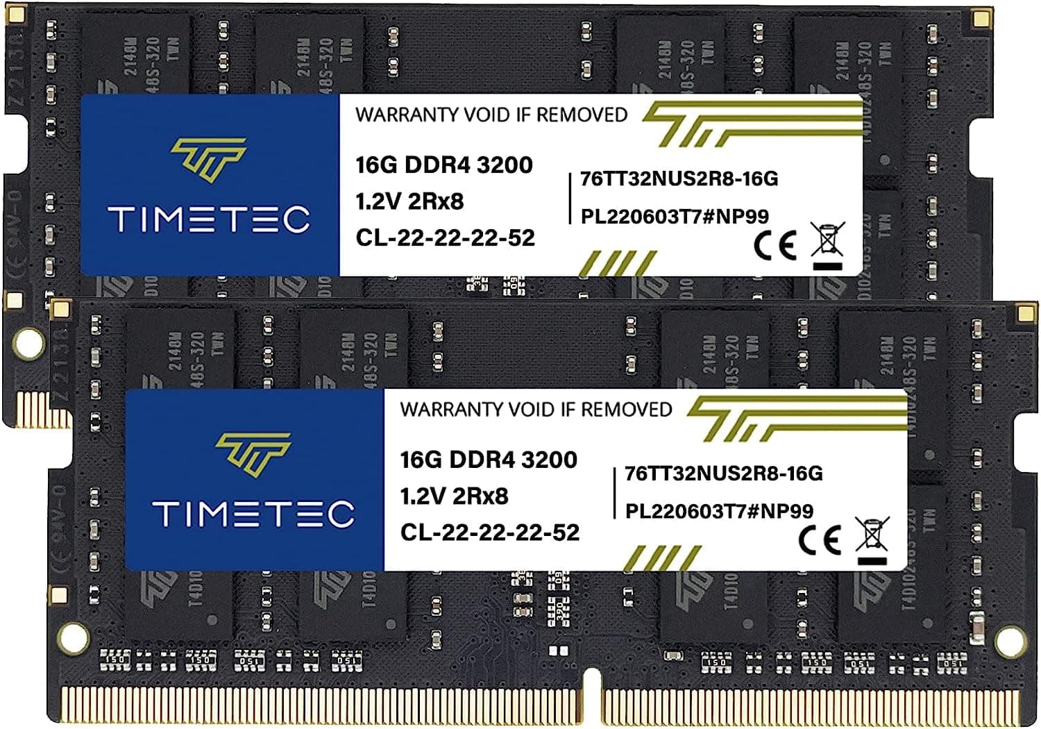 Timetec 32GB KIT(2x16GB) DDR4 3200MHz (or 2933MHz or 2666MHz) PC4-25600 Non-ECC Unbuffered 1.2V CL22 2Rx8 Dual Rank 260 Pin SODIMM Laptop Notebook PC Computer Memory RAM Module Upgrade
