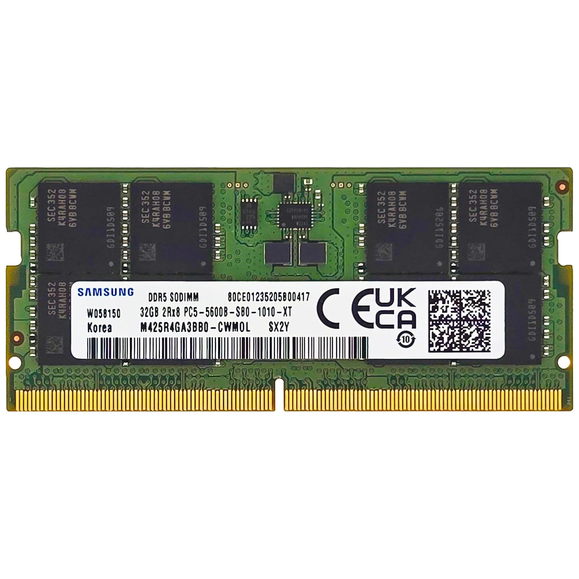 Samsung 32GB DDR5 5600MHz PC5-44800 CL46 SODIMM 2Rx8 Dual Rank 1.1V 262-Pin Laptop RAM Memory M425R4GA3BB0-CWM