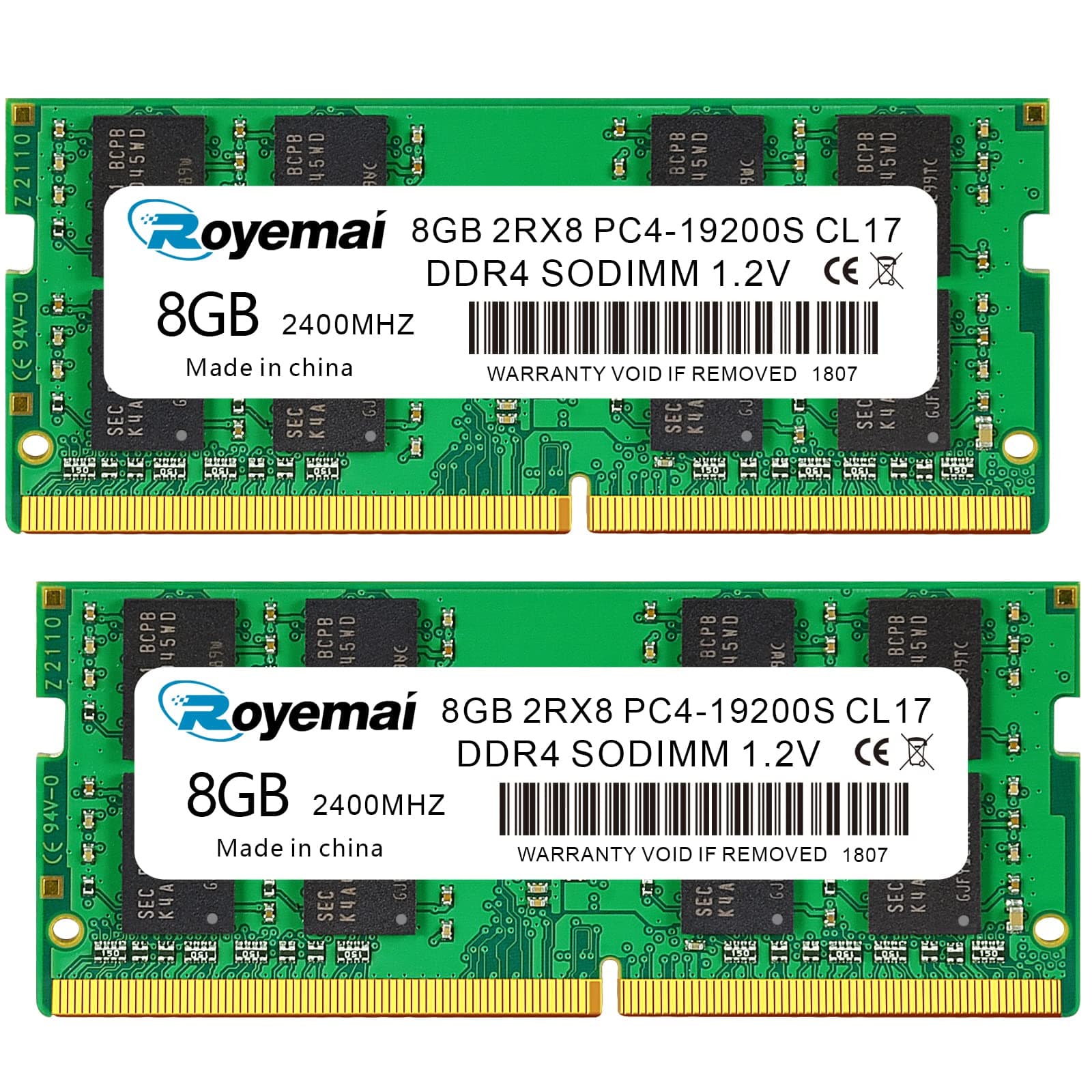 16GB DDR4 19200S PC4 2400 2X8GB SODIMM, DDR4-2400MHz PC4-19200 CL17 2Rx8 1.2V Non-ECC 260 Pin Laptop Memory Module Ram
