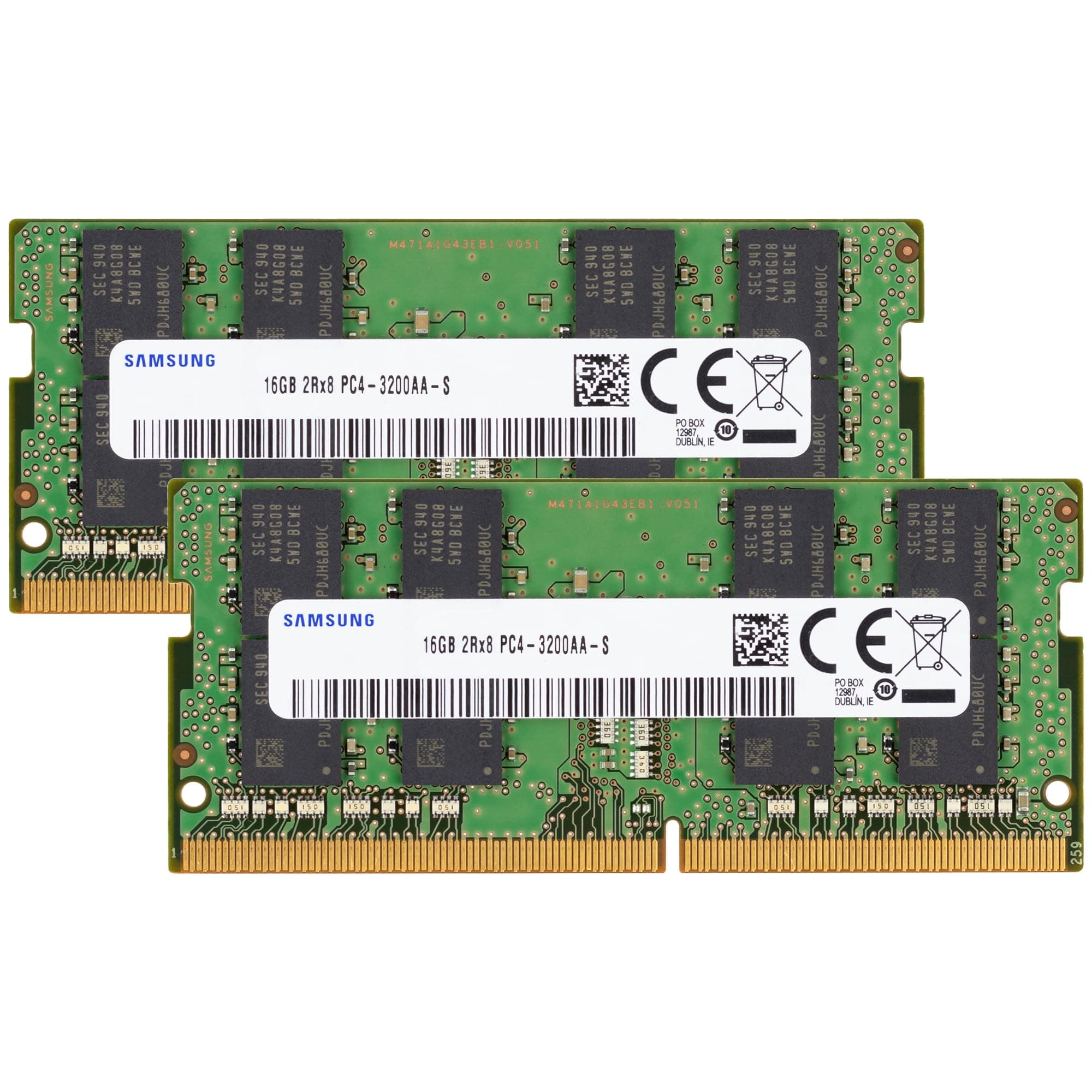 Samsung 32GB (2x16GB) DDR4 3200MHz PC4-25600 (PC4-3200AA) CL22 SODIMM 2Rx8 Dual Rank 1.2V 260-Pin Laptop, Notebook RAM Memory