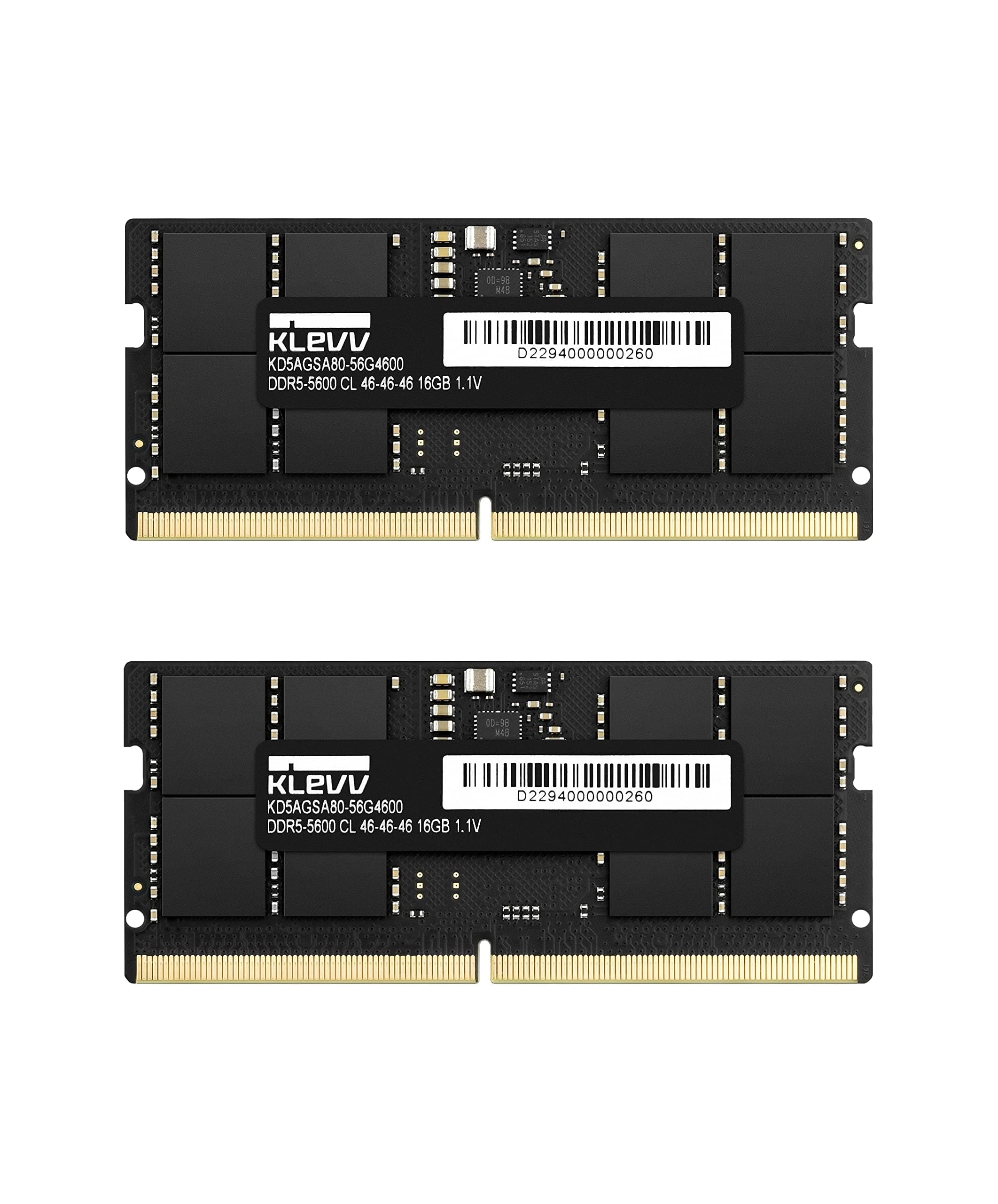 KLEVV DDR5 32GB (2x16GB) 5600MHz CL46 SODIMM SK Hynix A-Die Laptop Ram Memory 1.1V (KD5AGSA80-56G460D)