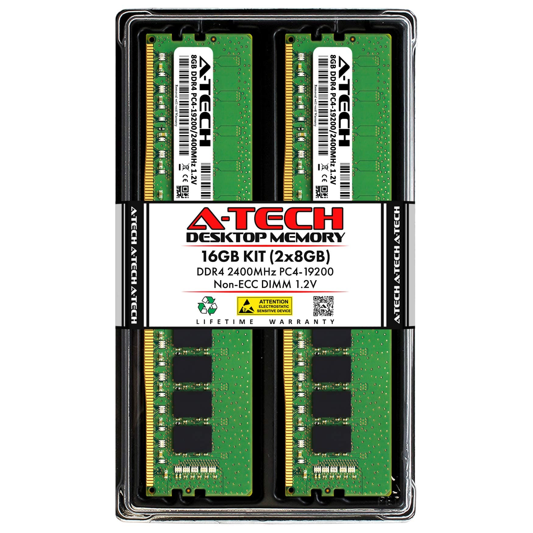 A-Tech 16GB (2x8GB) DDR4 2400 MHz UDIMM PC4-19200 (PC4-2400T) CL17 DIMM Non-ECC Desktop RAM Memory Modules