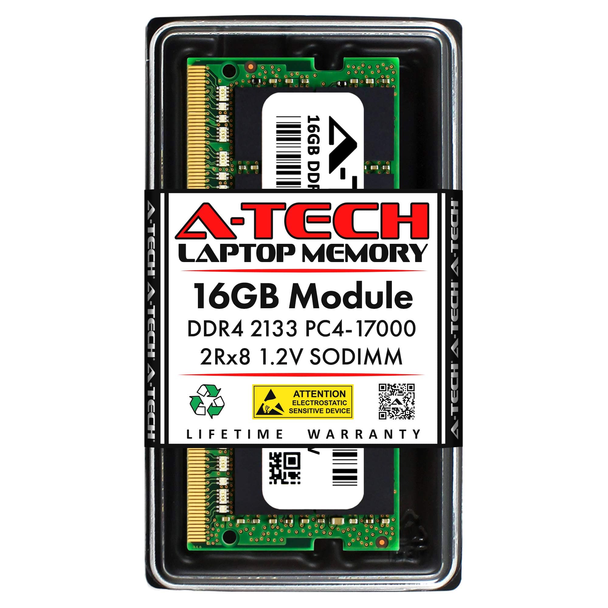 A-Tech 16GB DDR4 2133 MHz SODIMM PC4-17000 (PC4-2133P) CL15 2Rx8 Non-ECC Laptop RAM Memory Module